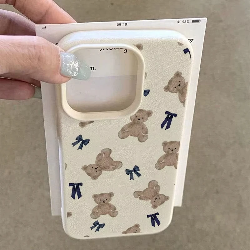 Funda de teléfono con diseño de lazo de oso para iPhone 17 11 12 13 14 15 16 Pro Max Plus 17 Air X XS Max XR, funda trasera de silicona suave - imagen 2