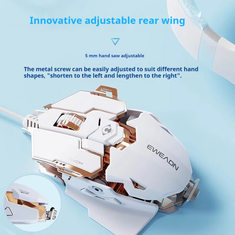 EWEADN G5 Ratón para juegos con cable USB Silencioso o audible opcional, Botones Teclas de función macro, para escritorio, computadora portátil, computadora, escuela - imagen 5