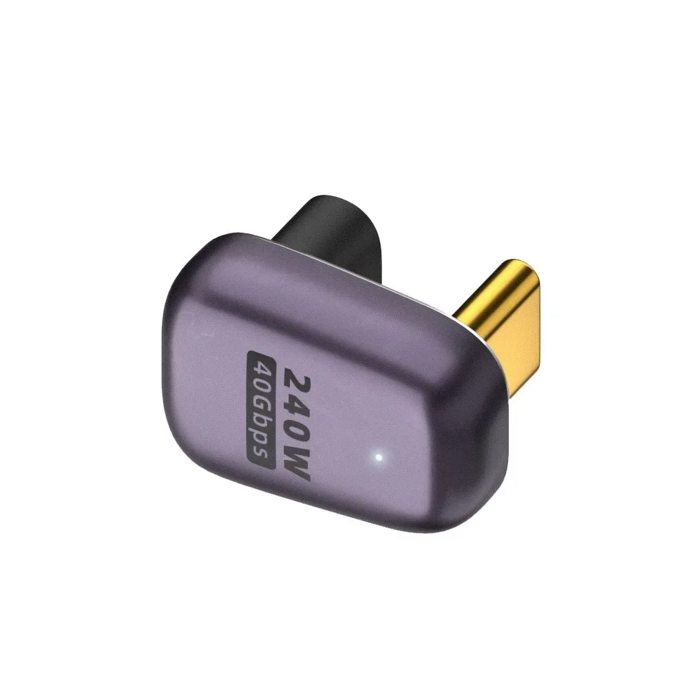 Conector de cargador USB 4,0 PD 240W 8K 60Hz 40Gbps USB C OTG de alta velocidad adaptador macho a hembra de ángulo recto en forma de U - imagen 2