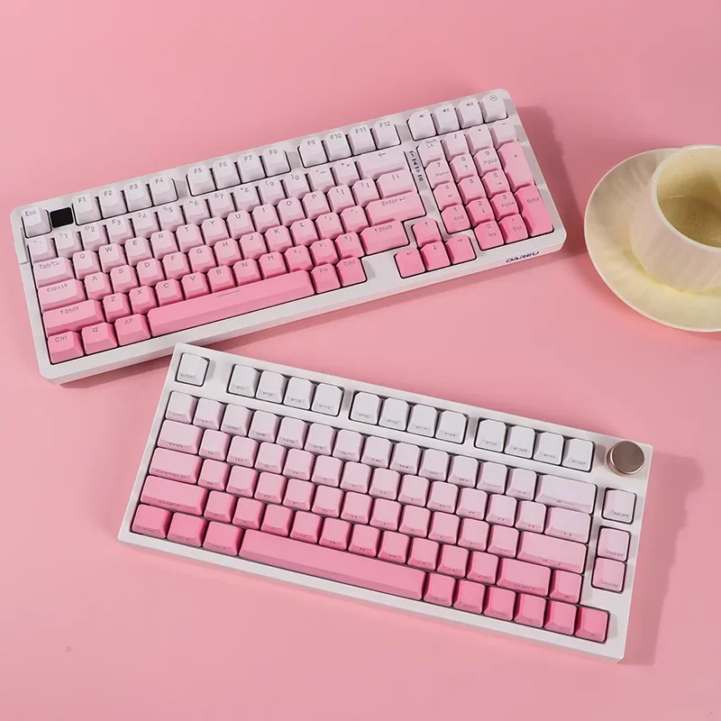 134 teclas degradado rosa PBT doble disparo OEM retroiluminación de impresión lateral para teclado mecánico AULA F75 Ajazz Ak820pro juego PC - imagen 2