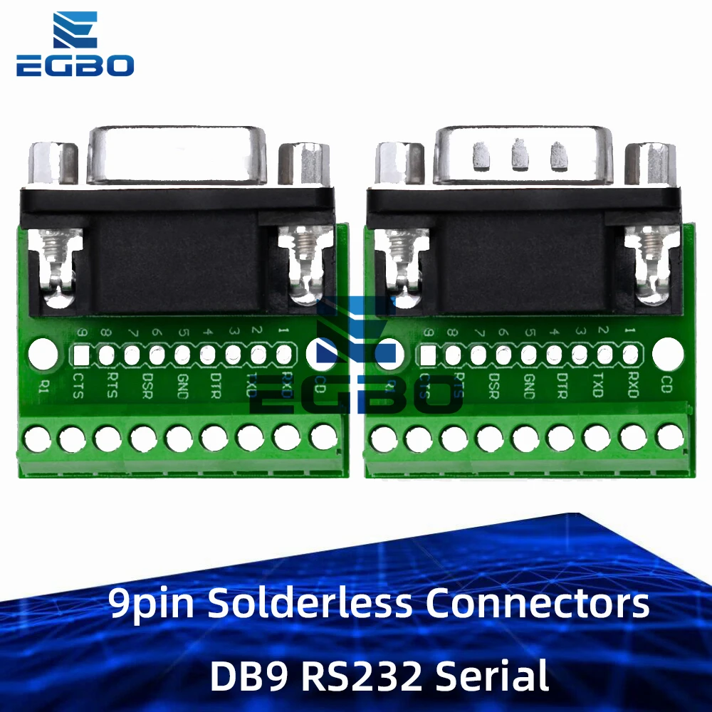 Conectores sin soldadura de 9 pines DB9 RS232 Serial a Terminal hembra macho adaptador conector placa de ruptura