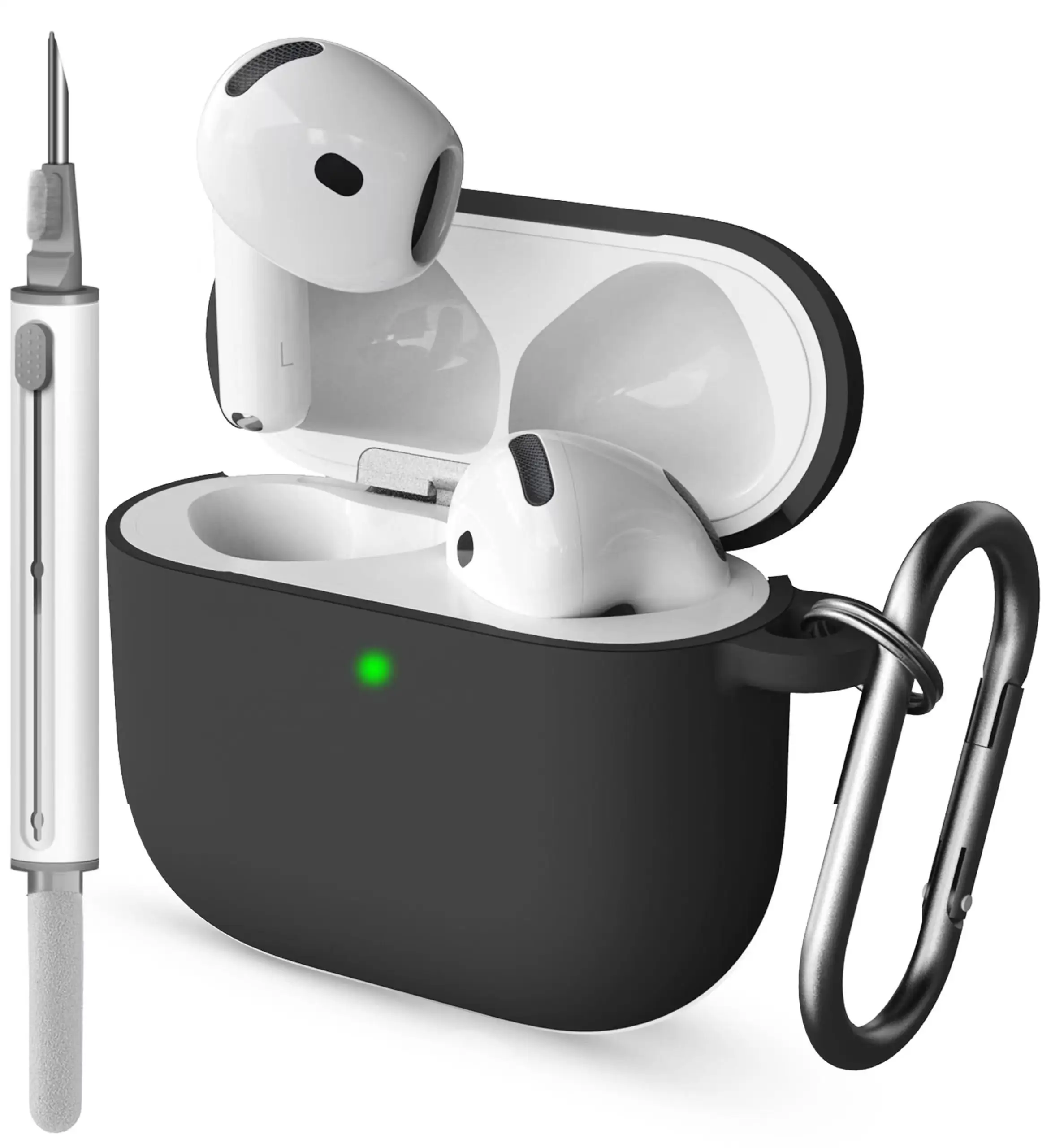 Funda AirPods 4 con kit de limpieza, funda protectora de silicona suave para Apple AirPods 4 generación para mujeres y hombres