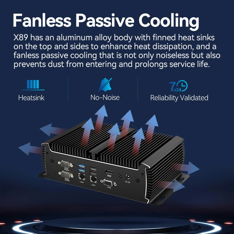 XCY Mini PC X89 Industrial Sin Ventilador i7-1165G7 Puertos COM WiFi 4G - imagen 2