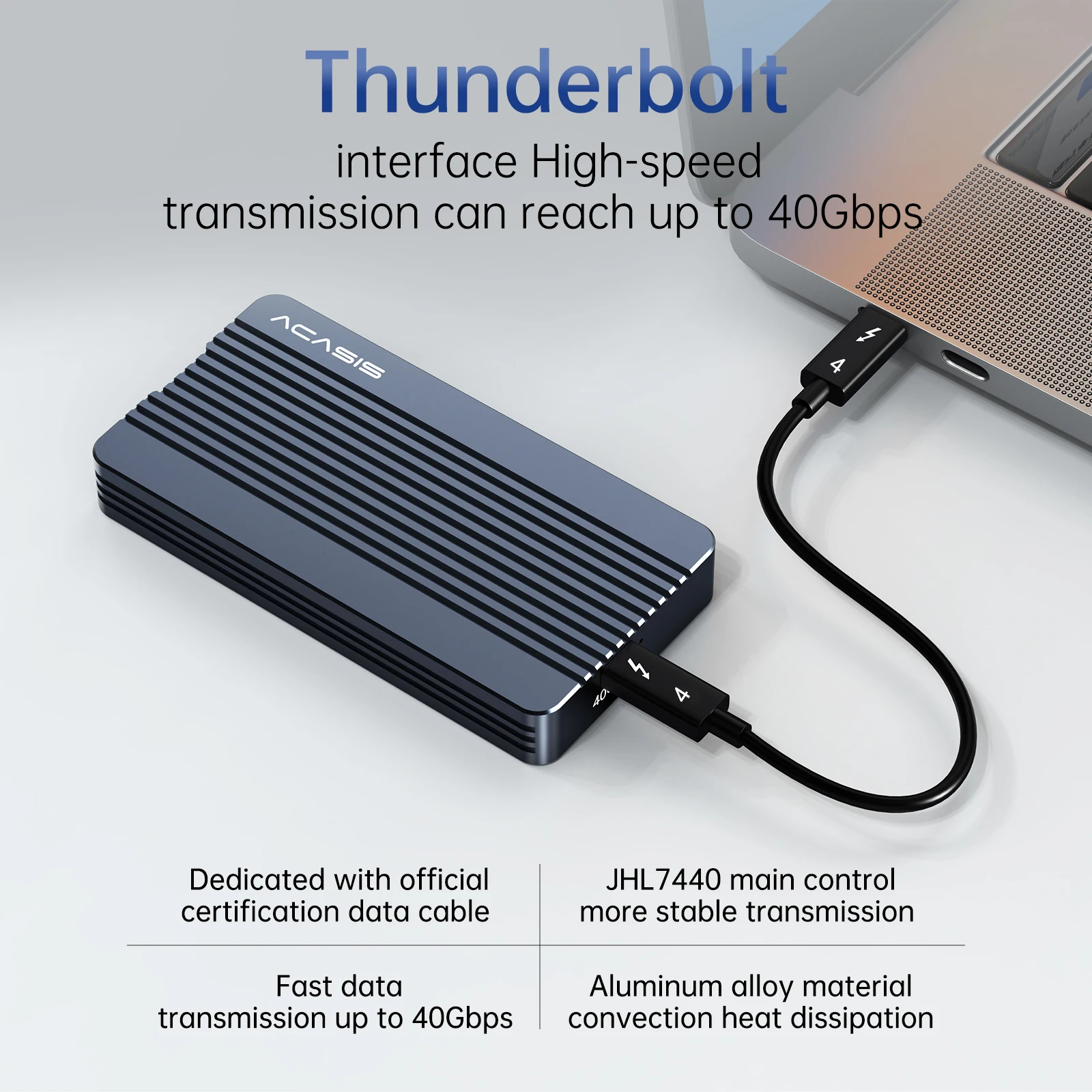 Acasis Thunderbolt 3 40Gbps M.2 NVME SSD Caja transparente USB C SSD de 8TB con cable gratuito de 40Gbps para Mac Windows - imagen 4