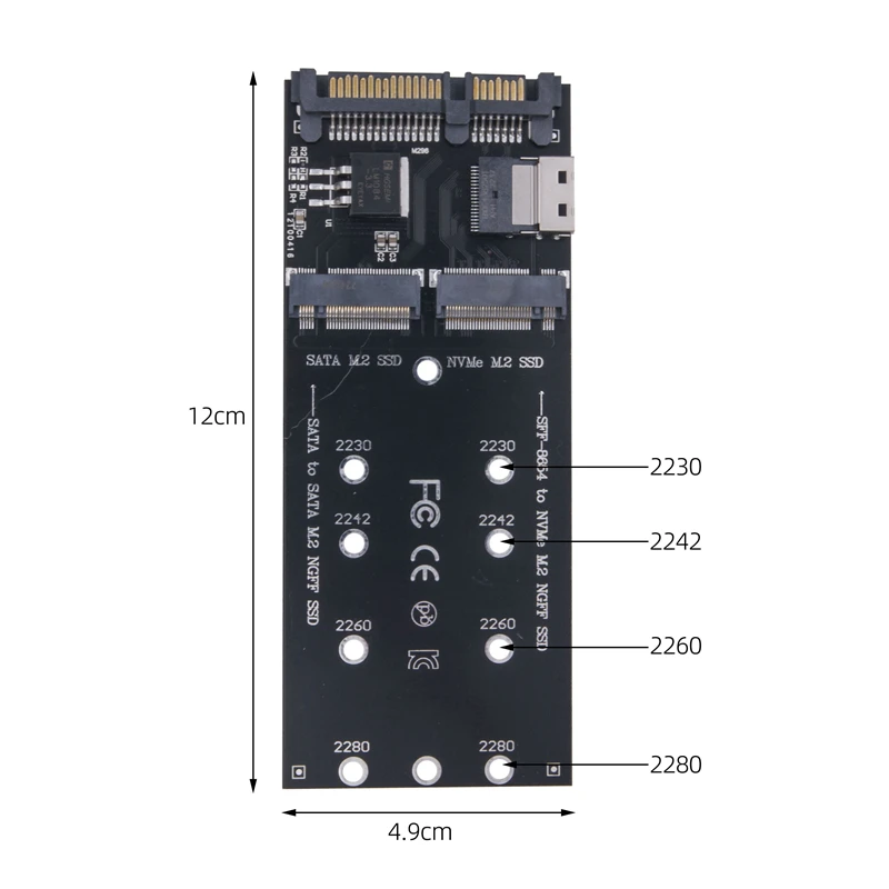 SFF-8654 a NVME M2 SSD + 22 pines SATA a M.2 NGFF SATA SSD adaptador convertidor tarjeta elevadora placa de expansión compatible con 2230-2280 M2 SSD - imagen 3