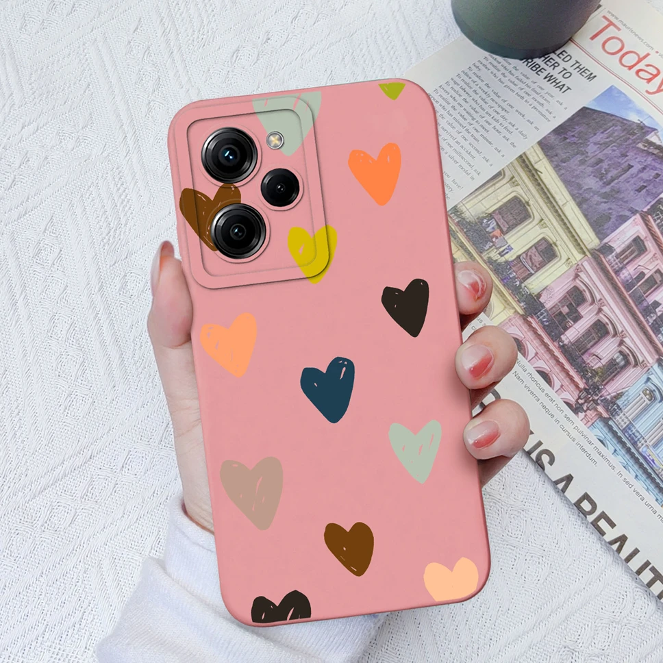 Para Poco X5 Pro 5G funda de teléfono moda amor corazón alta calidad suave suave cubierta de silicona líquida para Poco X 5 parachoques ligero - imagen 5