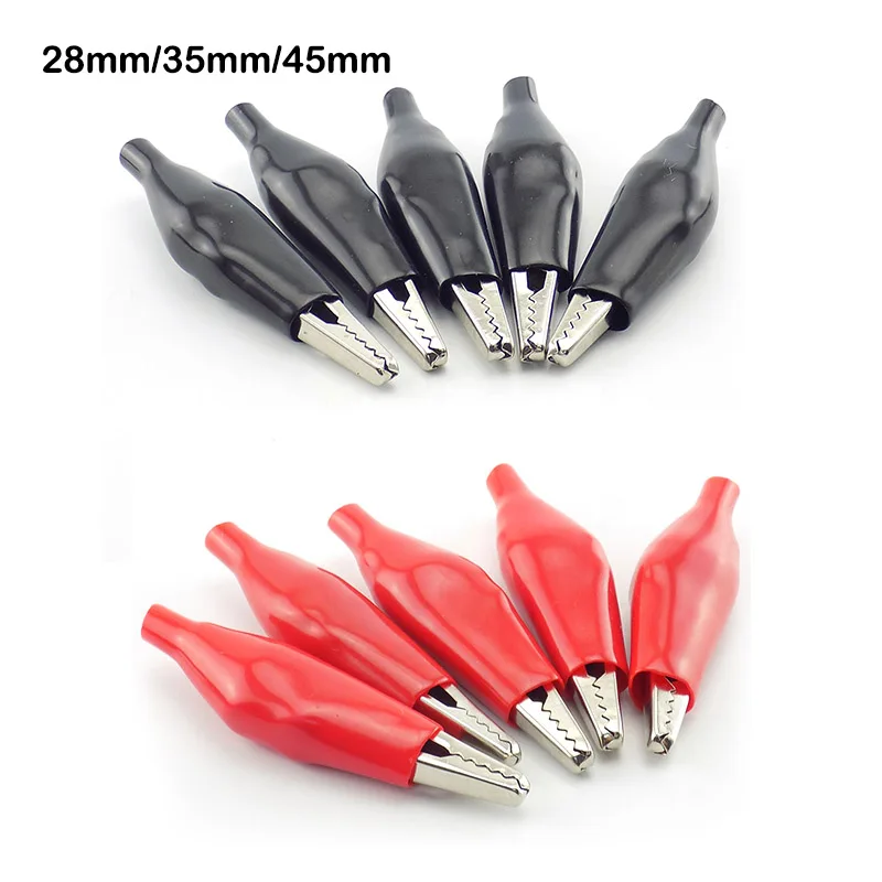 1 par de cables de cocodrilo de 28mm/35mm/45mm, Clip de prueba de cocodrilo para cable de puente eléctrico - imagen 2