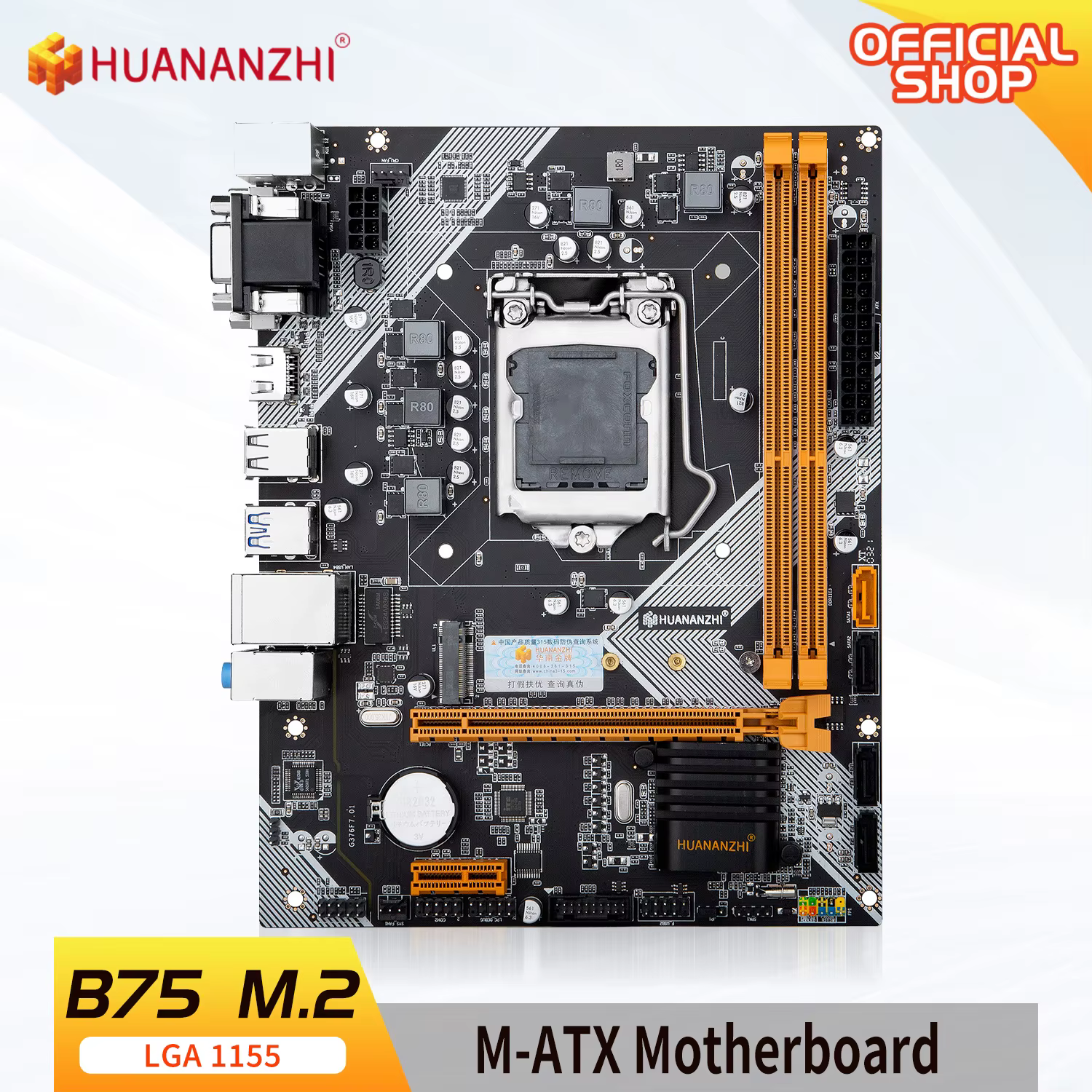 HUANANZHI Placa Base B75 M.2 LGA 1155 DDR3 SATA3 USB3.0 HDMI VGA