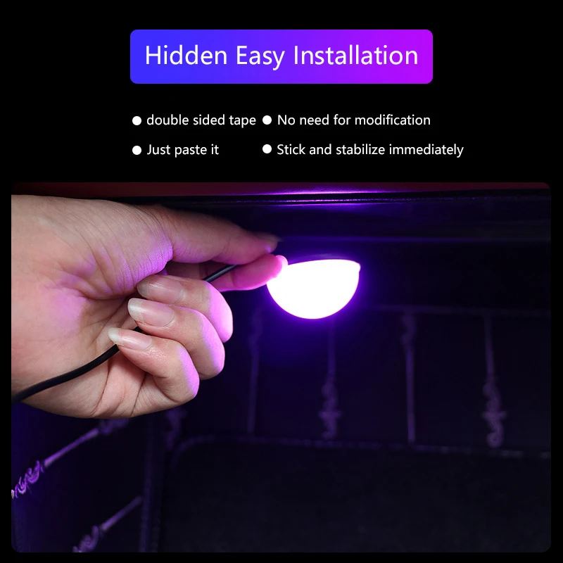 Luz LED ambiental para pie de coche, luz nocturna RGB con USB, iluminación de ambiente de neón, lámpara ambiental Interior para coche, luz decorativa de ambiente - imagen 3