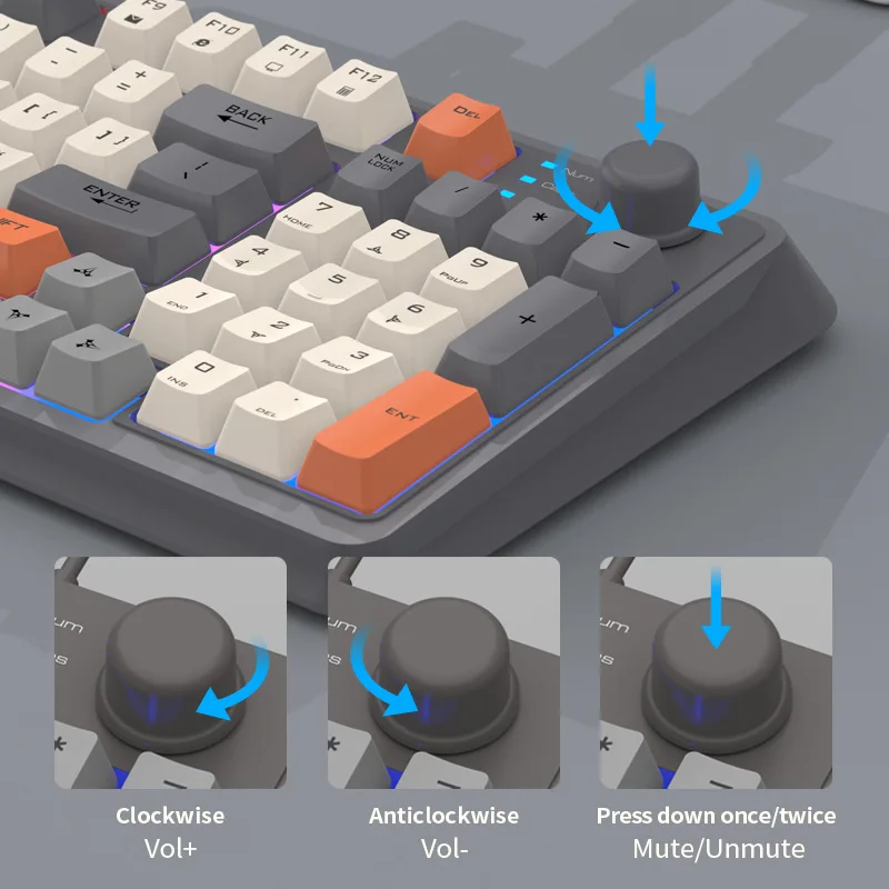 Teclado inalámbrico español, ruso, árabe, coreano, kit de ratón, Bluetooth 2,4 G, tipo C, luz RGB, 94 teclas, batería recargable, diseño ergonómico K94 - imagen 4