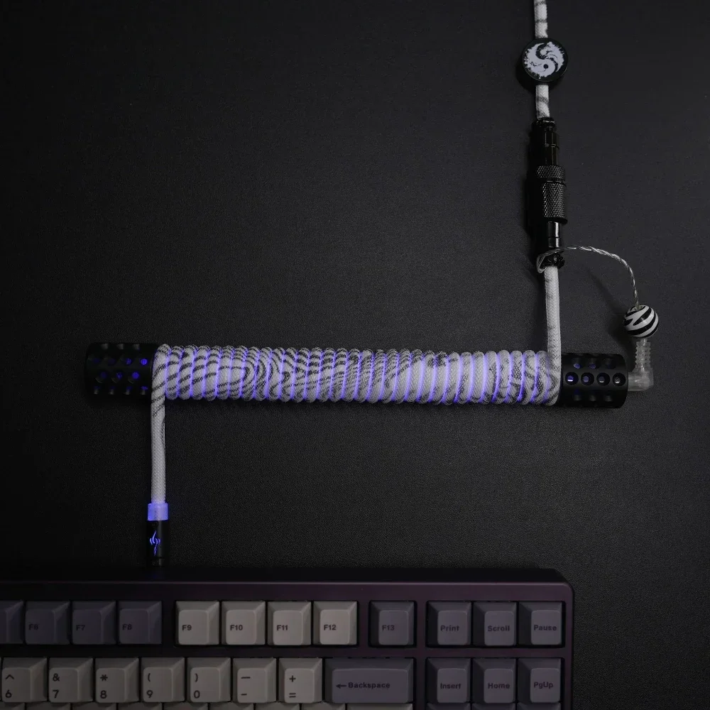 Cable en espiral en espiral personalizado para teclado, carrete de varilla de peso luminosa, Cable enchufable de aviación, compatible con eje magnético inductivo 8K 16K - imagen 3
