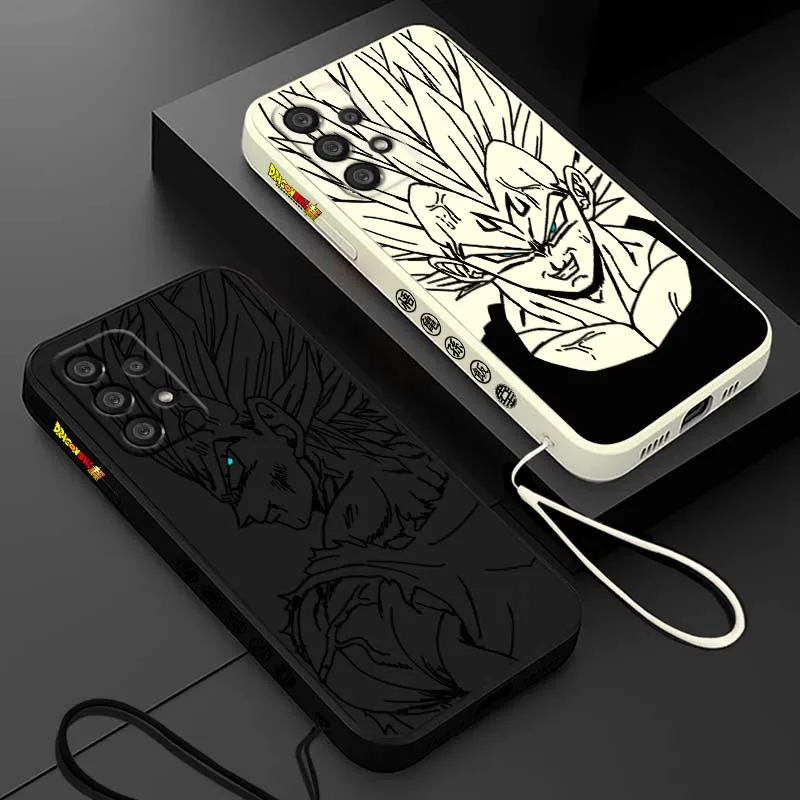 D-Dragon Ball Cool Vegeta Anime para Samsung Galaxy A71 A55 A54 A53 A51 A16 A15 A06 5G cubierta de la caja del teléfono de la cuerda izquierda líquida