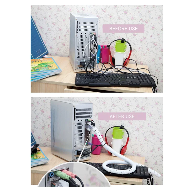Organizador Cables Enrollador Espiral Flexible Reutilizable - imagen 5