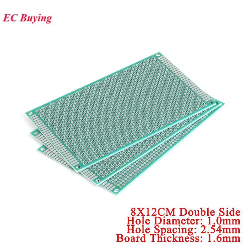 1 ud.-5 uds., 8x12, 8x12cm, prototipo de doble cara, PCB estañado, placa Universal, placa Experimental, placa de pruebas circular, fibra de vidrio de 2,54mm