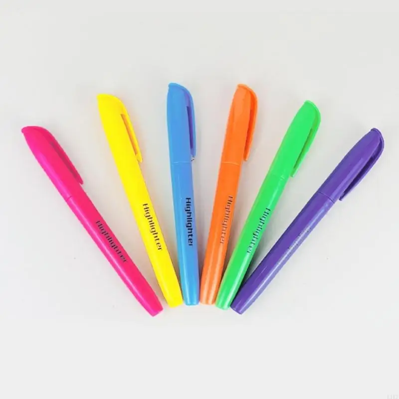 6 piezas punta cincelada Highlighter fluorescente marcador marcador para planificador K1KF
