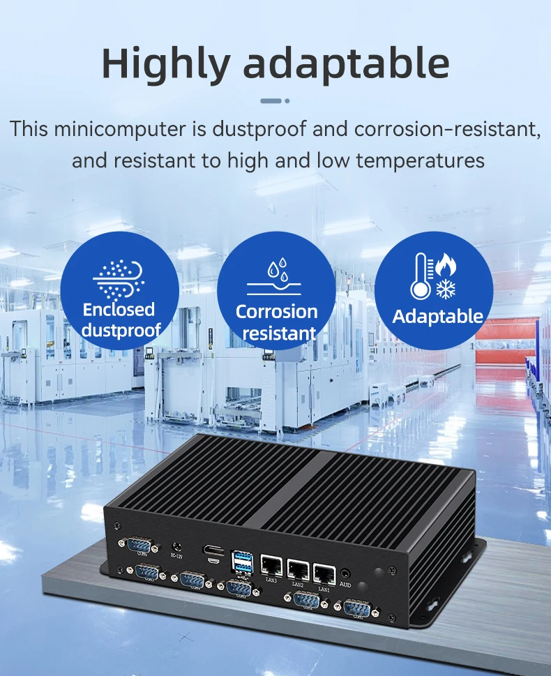 XCY 3LAN6COM Mini PC Industrial Barebone Kit compatible con 2xDDR4 SSD WiFi6 BT 4G/5G tarjeta SIM ordenador sin ventilador Windows10Pro listo