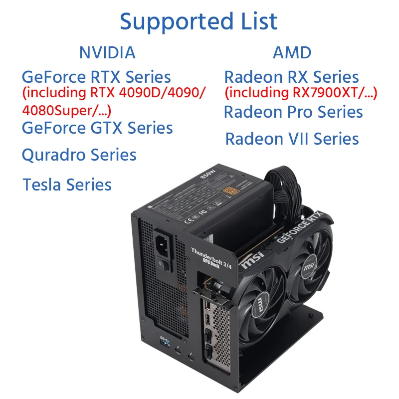 Base GPU compatible con Thunderbolt de carga PD de 85W para portátil a tarjeta gráfica externa 40Gbps para Macbook Windows - imagen 4