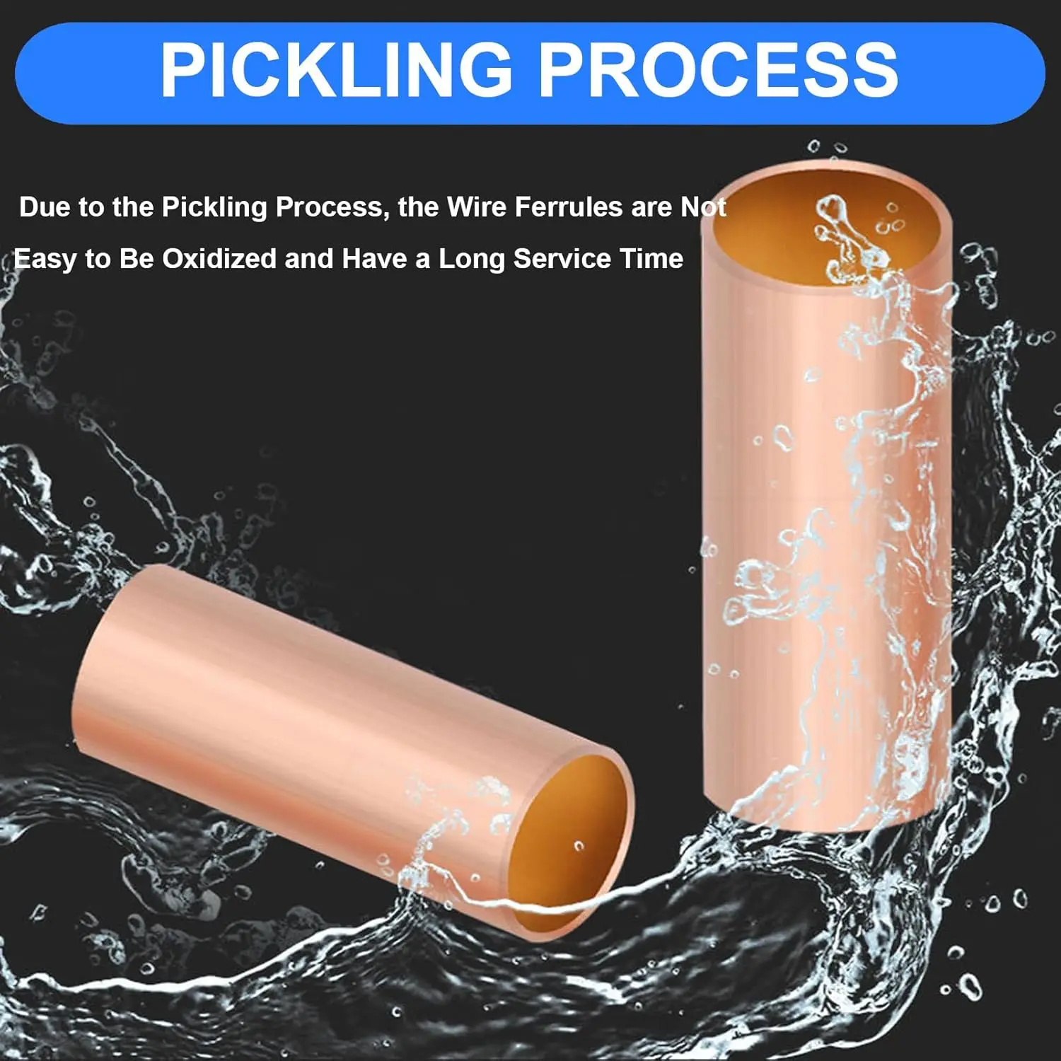 Kit de casquillos de alambre de 250 Uds., conector de engarzado de cobre de 7 tamaños, surtido de terminales a tope eléctricos no aislados con tubo termorretráctil - imagen 5