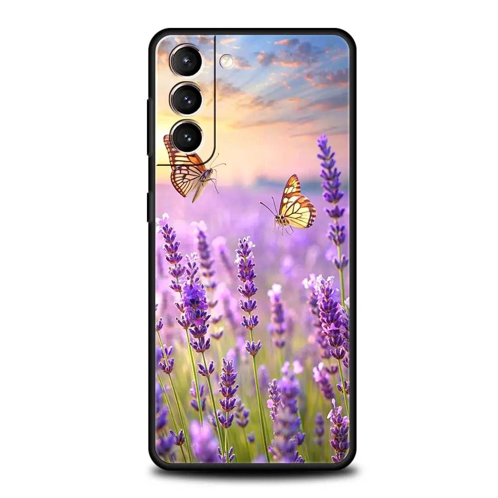 Funda de teléfono Simple con flores moradas y lavanda para Samsung Galaxy S24 S23 S22 S20 Ultra S21 FE 5G S10 S9 Plus S10E S8 - imagen 5