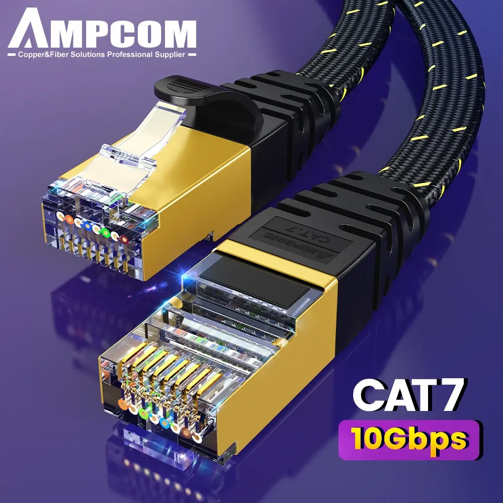 AMPCOM Cable Ethernet Cat 7 RJ45 – Alta Velocidad 10Gbps