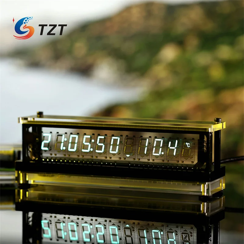 TZT VCK11 VFD reloj transparente pantalla VFD CNC procesado visualización de tiempo datos temperatura humedad