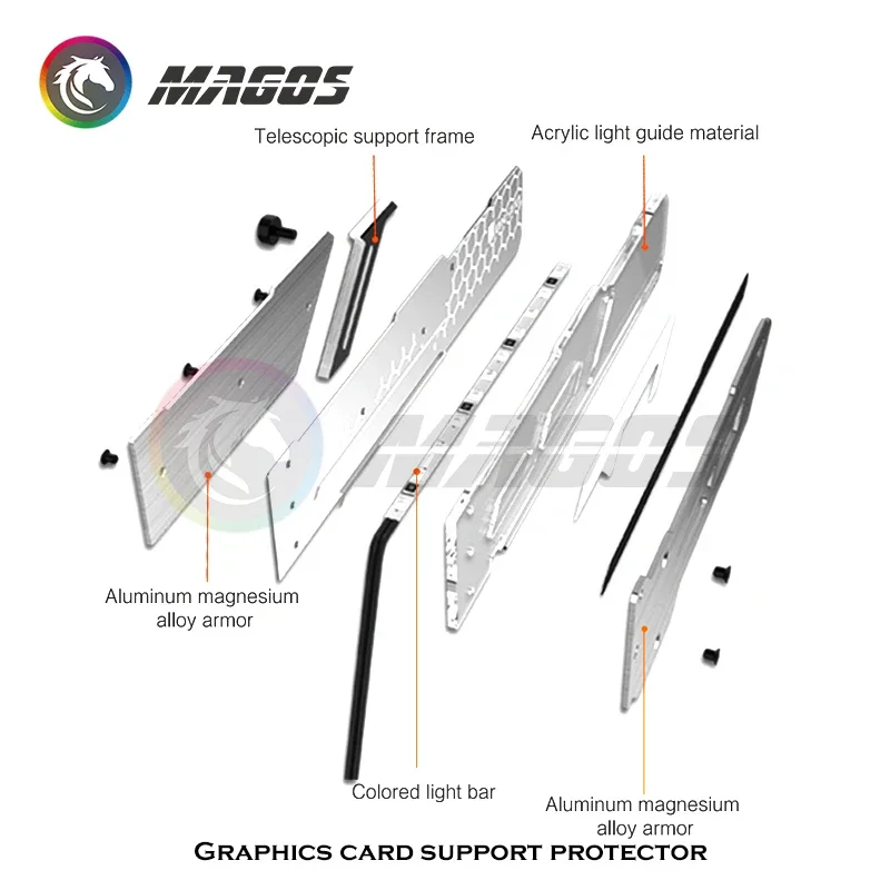 Soporte universal para GPU RGB Jonsbo, marco de soporte para tarjeta gráfica versión sinfónica de 5 V, soporte VGA luminoso, aluminio + acrílico, VC-3 - imagen 4