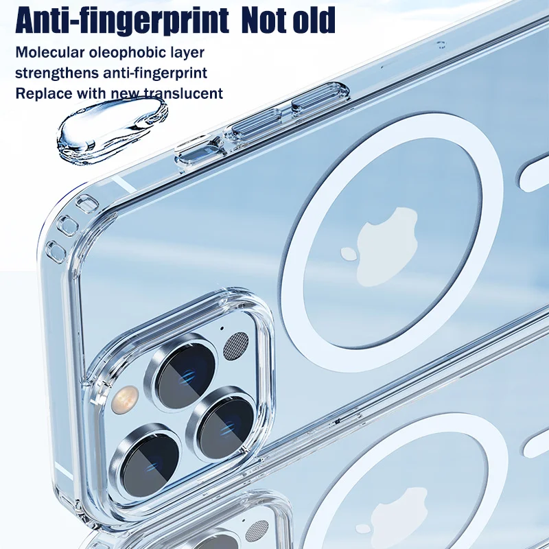 Funda magnética Magsafe de cristal transparente HD para iPhone 13, 12, 11 Pro, Mini Max, X, XS, XR, 7, 8 Plus, SE, cubierta acrílica dura de carga inalámbrica - imagen 4