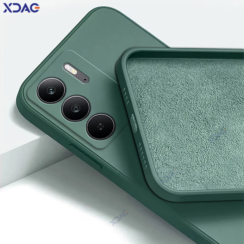 Fundas de teléfono cuadradas originales de silicona líquida para Realme 14X Realme14X RMX5020 360, funda protectora suave anticaídas a prueba de golpes - imagen 3