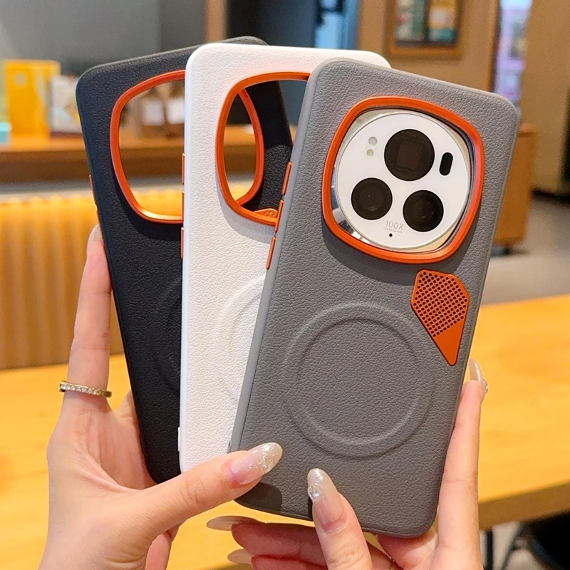 Funda para Honor Magic 7 6 GT Pro, cubierta magnética de cuero similar a la piel, cubierta de disipación de calor para Huawei Honor Magic7 Lite X9C - imagen 4