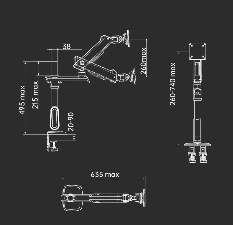 NB G80 L70 F6 E7 con RGB 32-60 "soporte para monitor de juegos brazo robótico estante de elevación de escritorio pantalla giratoria ojal de abrazadera de aluminio - imagen 3