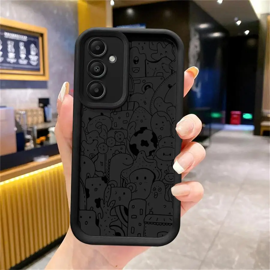 Funda de teléfono de TPU suave Irregular con dibujo de líneas para Samsung Galaxy A73 A56 A24 A35 A52 A32 A21s A55 A22 A25 A26 A33 A54 A36 - imagen 2