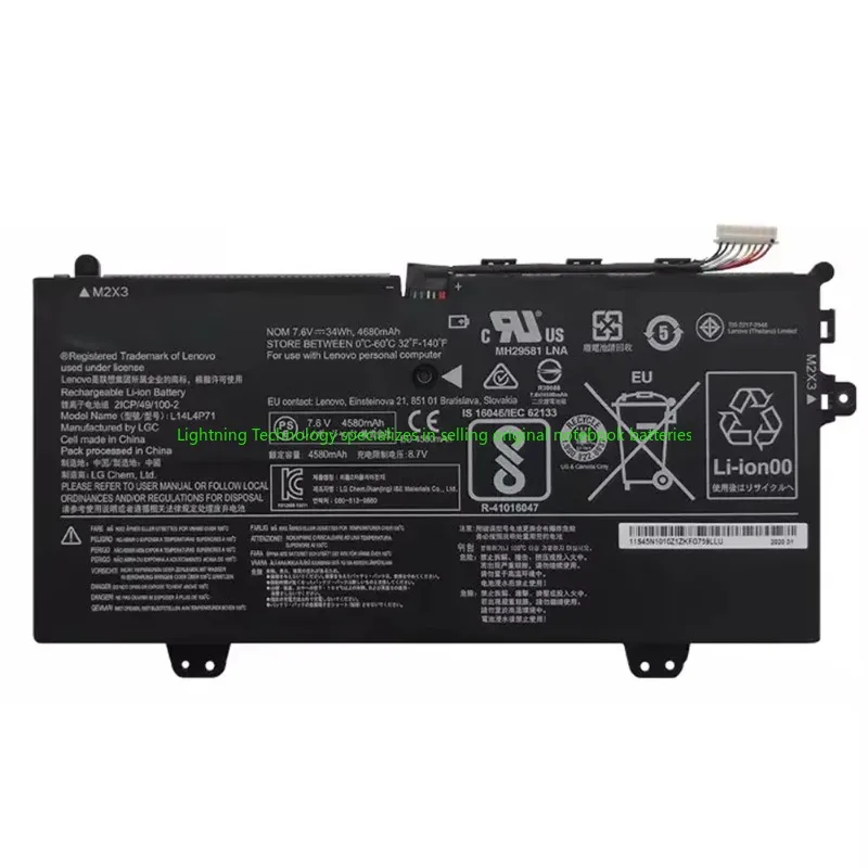 L14L4P71 L14L4P72 L14M4P71 7,6 V 34Wh batería Original para portátil Lenovo Yoga Convertible 11-5Y10 700-11ISK 3 11