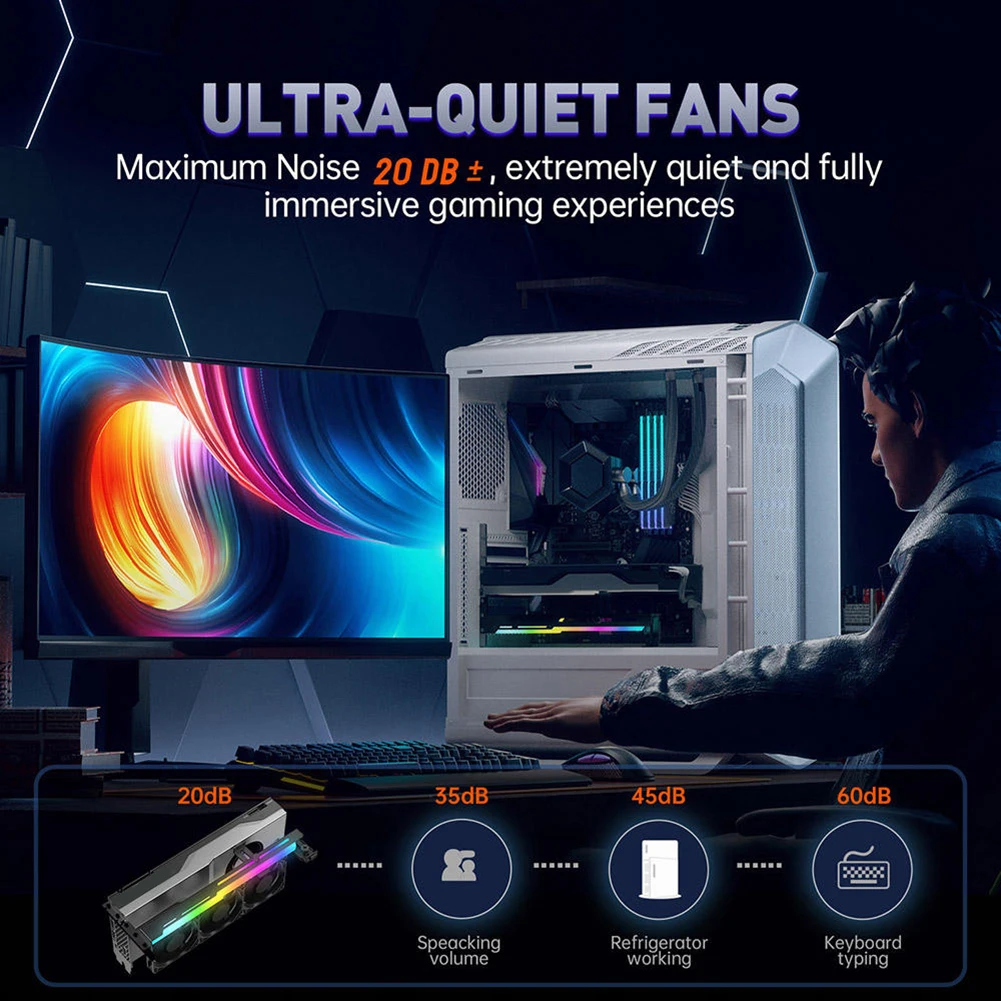 Soporte de radiador para tarjeta gráfica de GCC-PRO, ventilador de refrigeración para PC, 5V, 3 pines, ARGB, Horizontal, GPU, 1800RPM - imagen 4