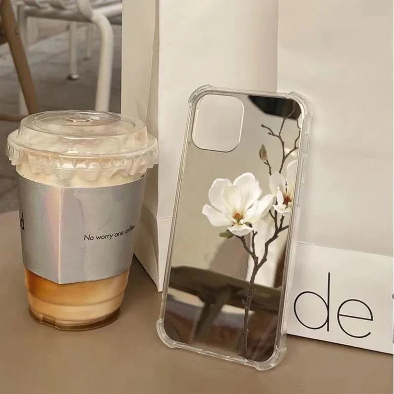 Funda de teléfono suave con espejo de flor de pera para Samsung Galaxy S25 S24 S23 S22 S21 Ultra Plus FE A06 A14 A23 A34 A36 A52 A55 A56 - imagen 2