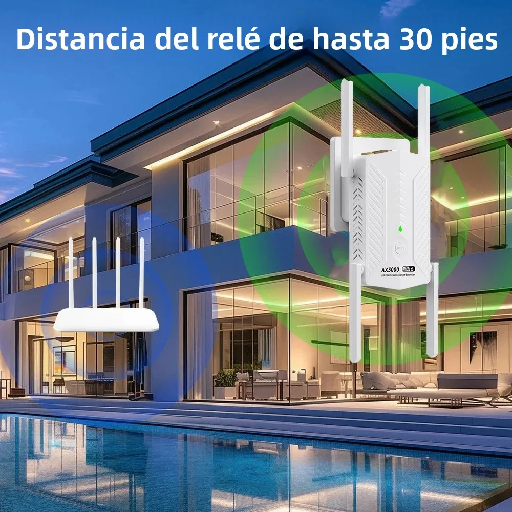 Repetidor extensor AX3000 WiFi 6, amplificador de señal Dual Band 2,4G/5GHz Wi-Fi WPS, enrutador de red de largo alcance para el hogar y la Oficina - imagen 2