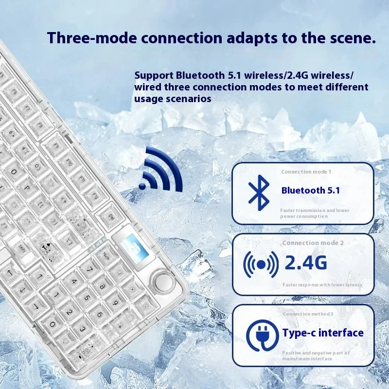 Teclado mecánico AULA F-NB98, 3 modos, perilla multifuncional, pantalla personalizada, teclado para juegos, retroiluminado RGB, intercambio en caliente, regalos para jugadores de PC - imagen 3