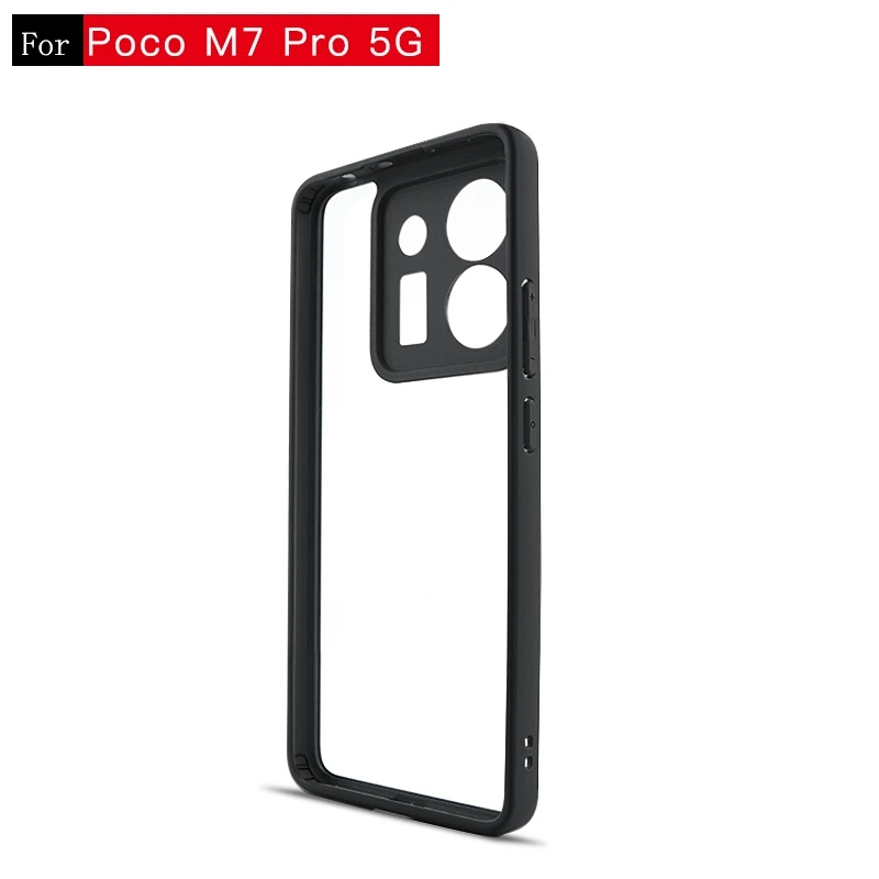 Para Poco M7 Pro funda Poco M7 Pro Capa a prueba de golpes trasera mate teléfono parachoques marco negro transparente Fundas Poco M7 Pro - imagen 4