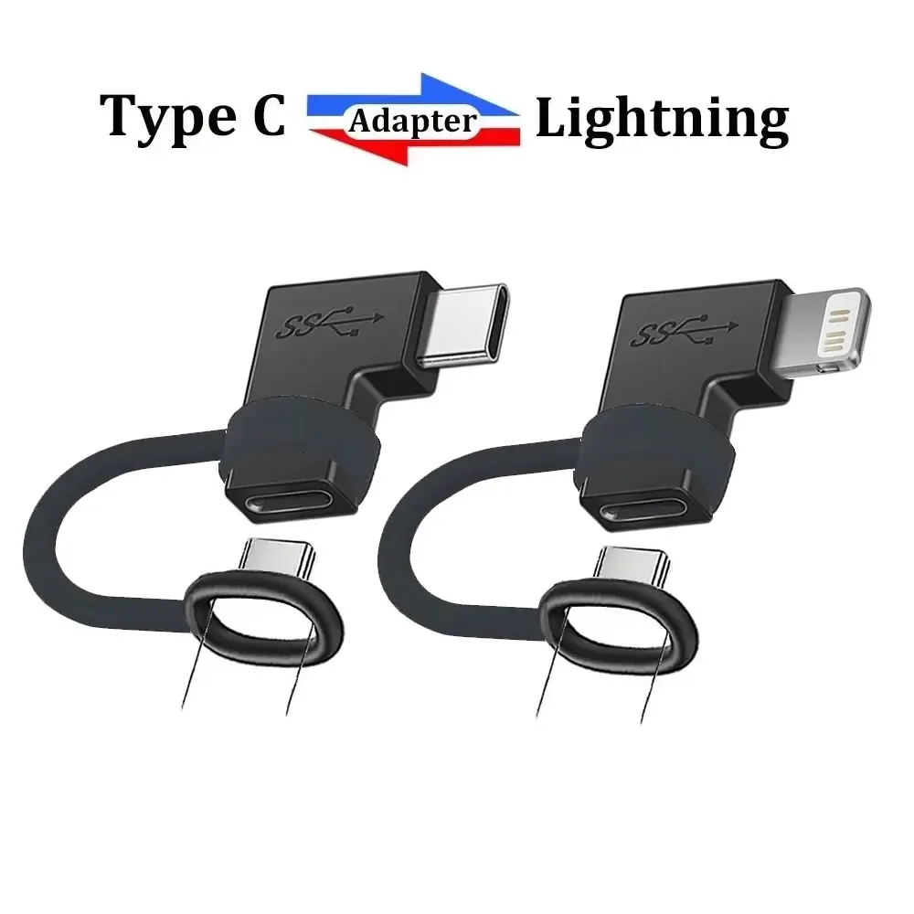 Adaptador Lightning a USB C macho hembra de 90 grados, convertidor de Cable Ios a tipo C para IPhone 15 14 13 Pro Max Xiaomi Samsung más