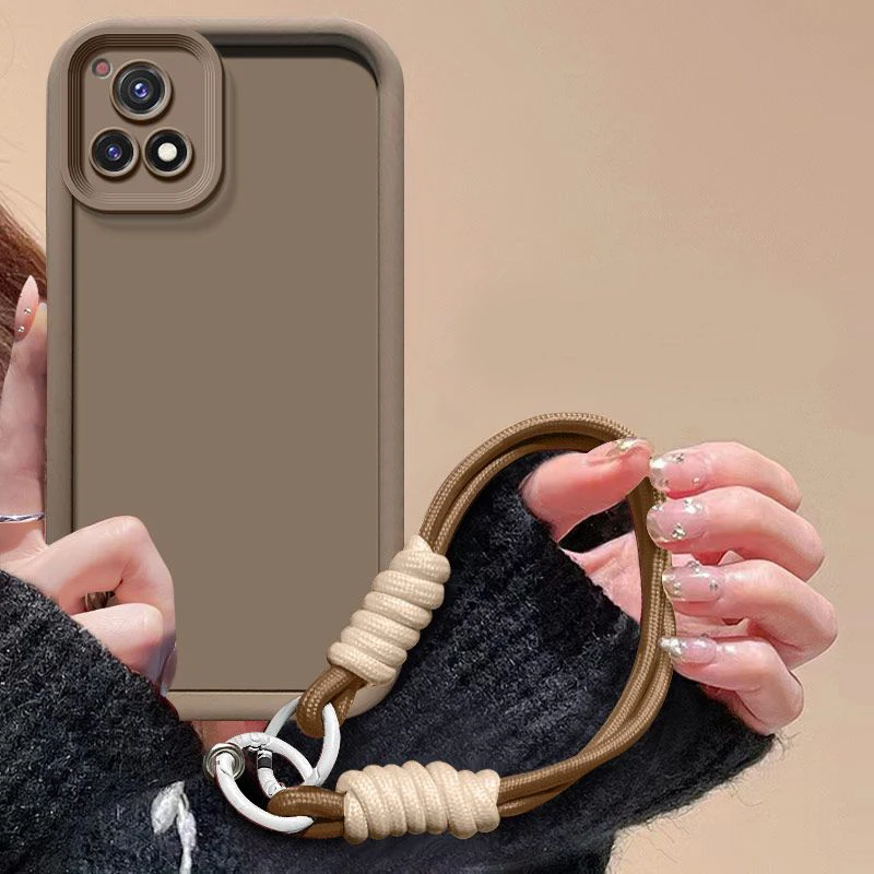 Para Vivo Y72 5G funda vivo Y72 5G funda de teléfono cordón tejido cubierta trasera mate sensación de piel protección funda a prueba de golpes - imagen 4