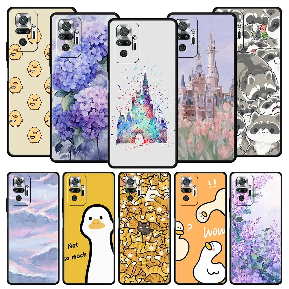 Funda de teléfono con estampado de dibujos animados para Xiaomi Redmi Note 13, 12, 5G, 11, 10 Pro Plus, 4G, 9S, 9, 8, 7, 9T, 13C, 12C, 10C, 9C, 9A, funda de silicona suave