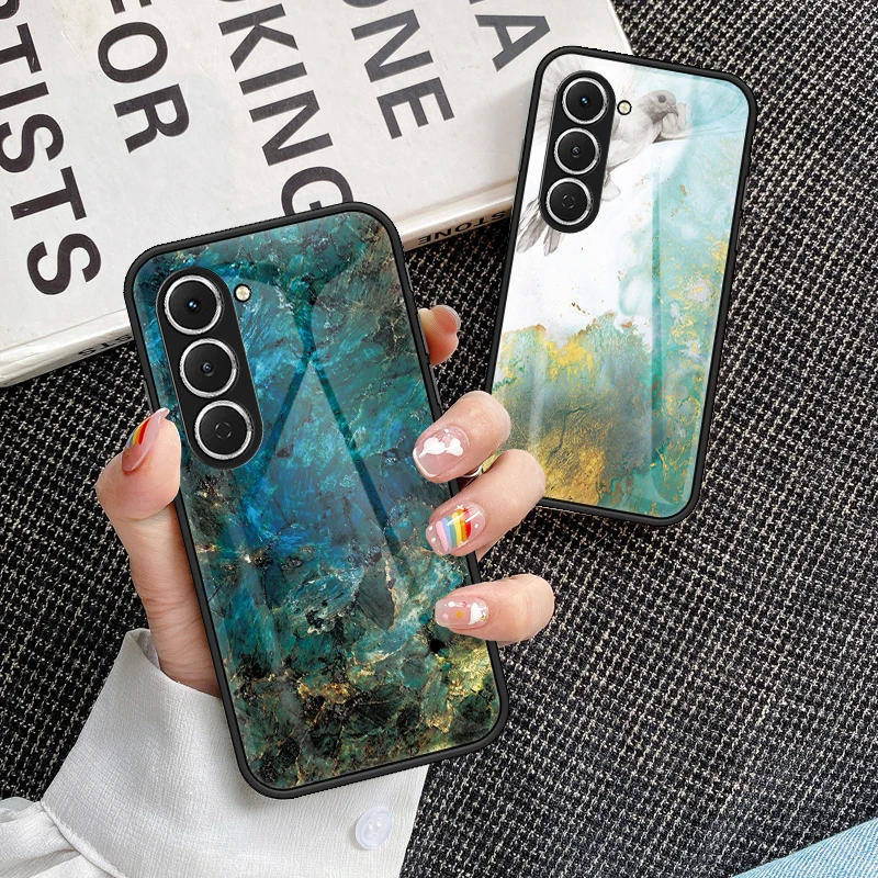 Funda de vidrio templado para Tecno Spark40 Pro, cubierta protectora trasera dura de grano de mármol para teléfono, parachoques para Tecno Spark 40 Pro - imagen 5