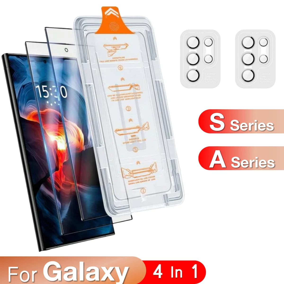 4 en 1 para Samsung Galaxy S25 S24 Ultra S23 S22 S21 Plus A35 A34 A53 A54 A55 5G Protector de pantalla película protectora de vidrio templado - imagen 2
