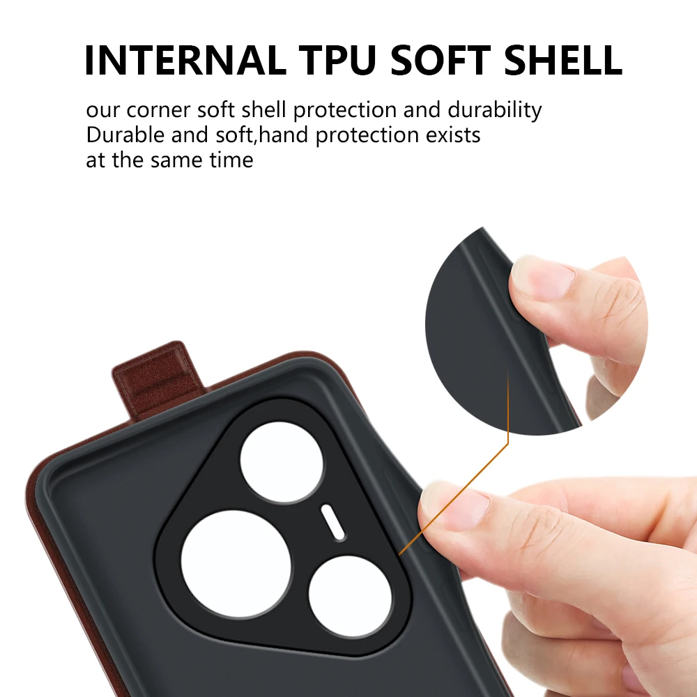 Para Huawei Pura 80 Pro Funda de cuero con tapa funda suave cartera Vertical ranura para tarjeta de crédito de cuero para Huawei Pura 80 Pro Plus - imagen 5