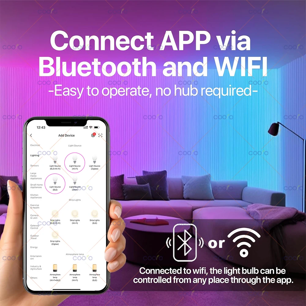 Tuya Wifi E27 lámpara Led RGB CW WW 15W bombilla Led Bluetooth funciona con Alexa Amazon Google Home para decoración de vida inteligente - imagen 3