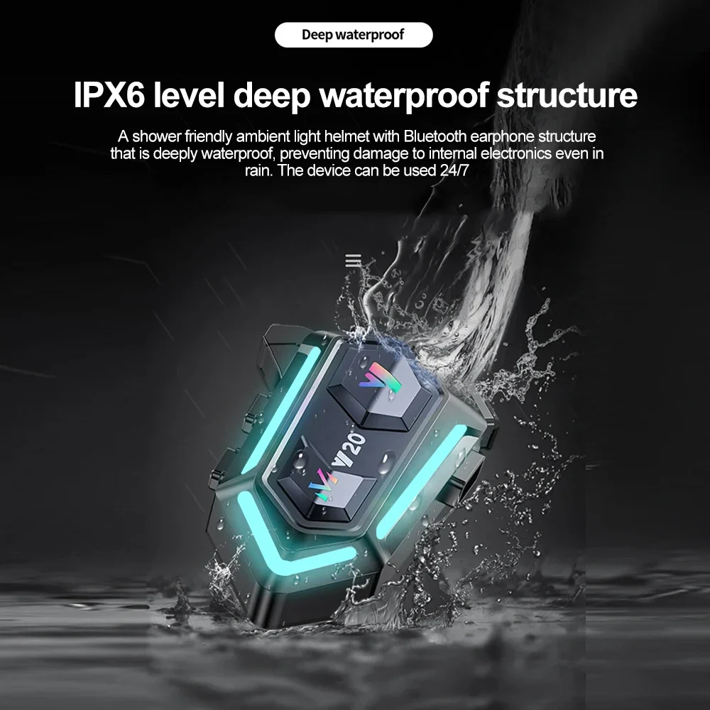 Kebeumei-auriculares inalámbricos para casco de motocicleta, cascos resistentes al agua, reducción de Roise, manos libres, BT5.3, con luz ambiental - imagen 5
