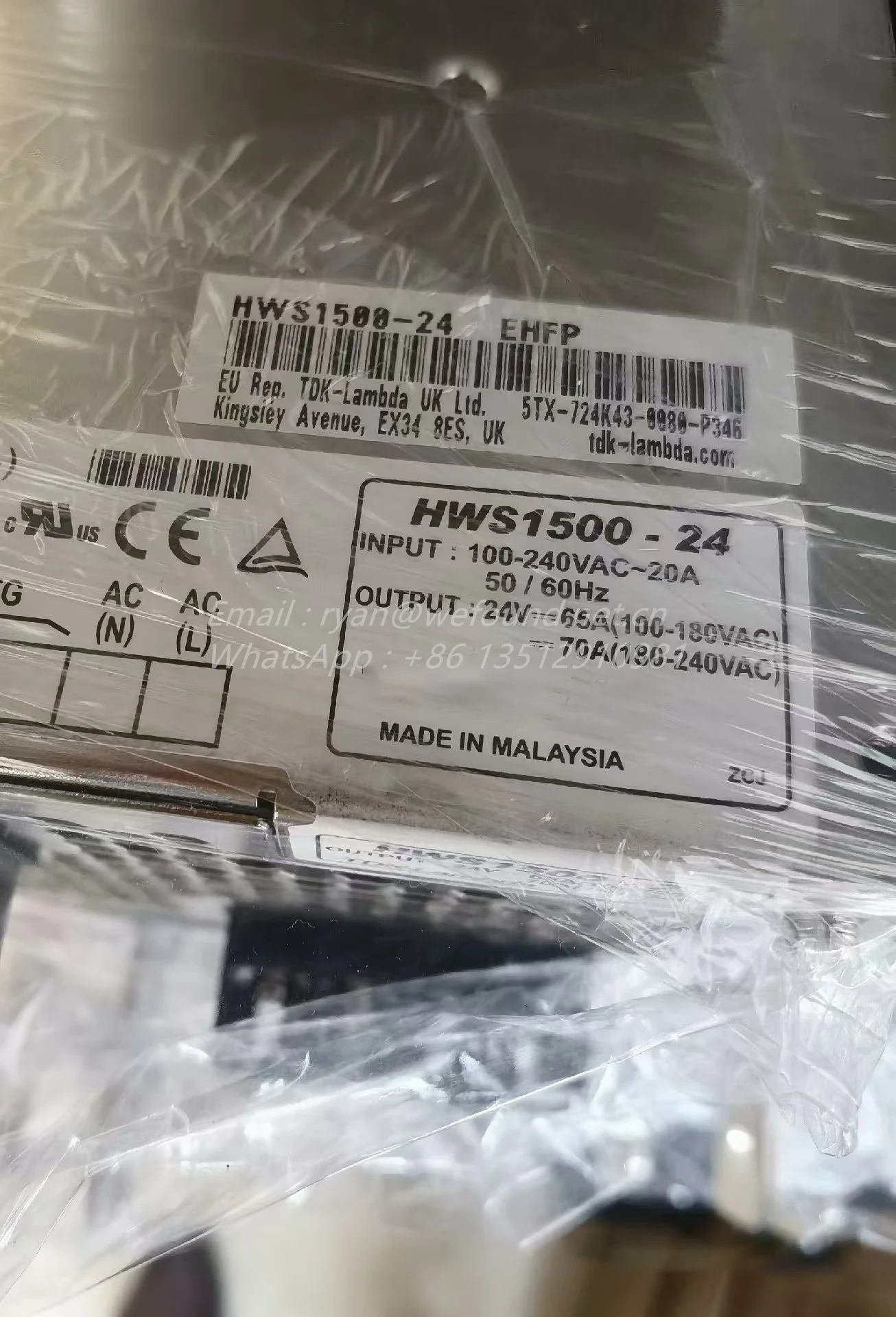 HWS1500-24 para fuente de alimentación industrial de salida única TDK Lambda - imagen 2