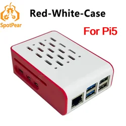 Carcasa Raspberry Pi 5 roja y blanca para ventilador oficial