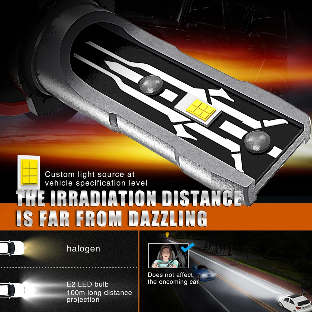 2x HIR2 faro Led Canbus sin Error 9012 bombilla de coche de alta potencia 6000K lámpara de diodo de luz blanca 12v 55w para Toyota Auris 2012 ~ 2018 - imagen 4