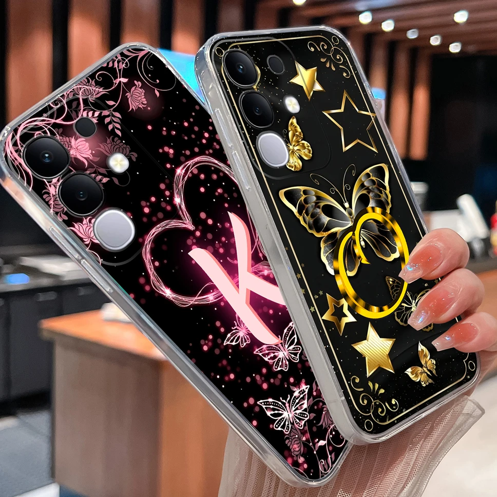 Para Vivo Y29 Y29S Y29T funda de teléfono letras de mariposa suave TPU funda protectora de silicona transparente para Vivo Y 29 parachoques ligero - imagen 2