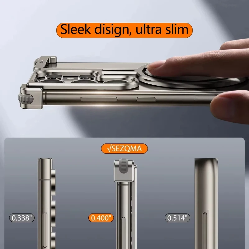 Funda de teléfono con soporte Magsafe con marco de Metal para Samsung Galaxy S25 S24 S23 Ultra Plus, cubierta de parachoques sin marco de aleación de aluminio a prueba de golpes - imagen 5